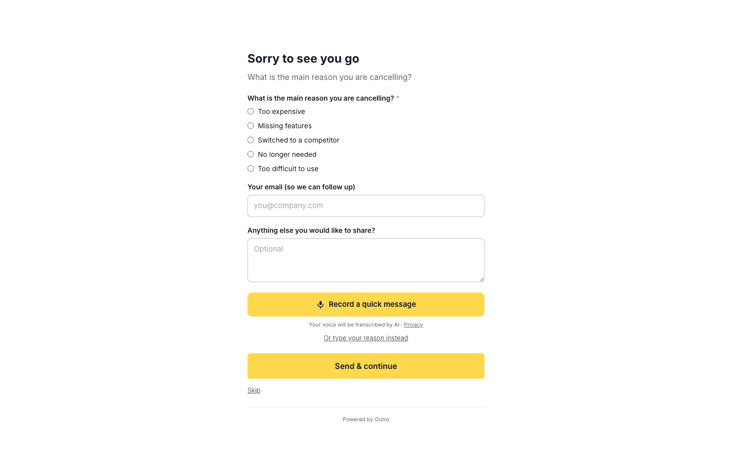 Your Branded Cancellation Page